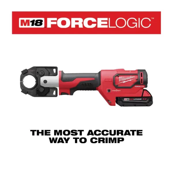 Milwaukee M18 18-Volt Lithium-Ion Cordless FORCE LOGIC 600 MCM Crimper Kit with #8 350 MCM Al Dies 350 MCM Al