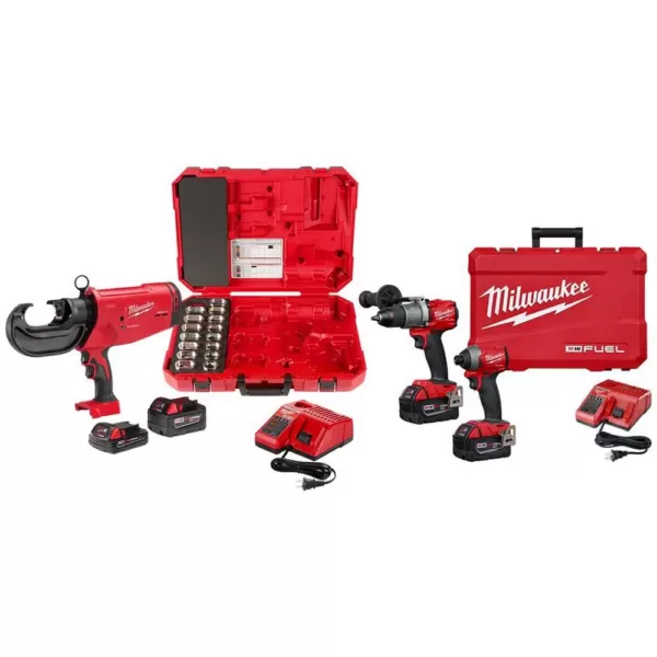 Milwaukee M18 18-Volt Lithium-Ion Cordless FORCE LOGIC 750 MCM Crimper Kit with EXACT #6 750 MCM Cu Dies and M18 FUEL Combo Kit