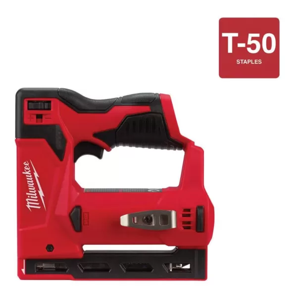 Milwaukee M12 12-Volt Lithium-Ion Cordless 3/8 in. Crown Stapler with 4.0 Ah M12 Battery