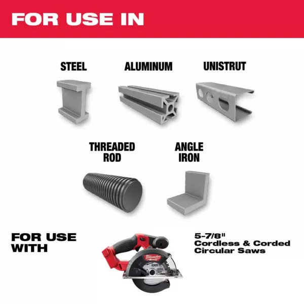 Milwaukee 5-7/8 in. x 34 Carbide Teeth Metal Cutting Circular Saw Blade