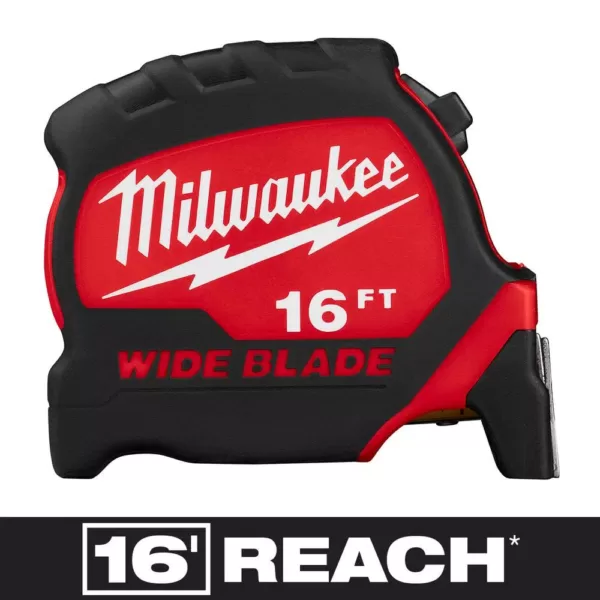 Milwaukee 16 ft. x 1.3 in. Wide Blade Tape Measure with 17 ft. Reach