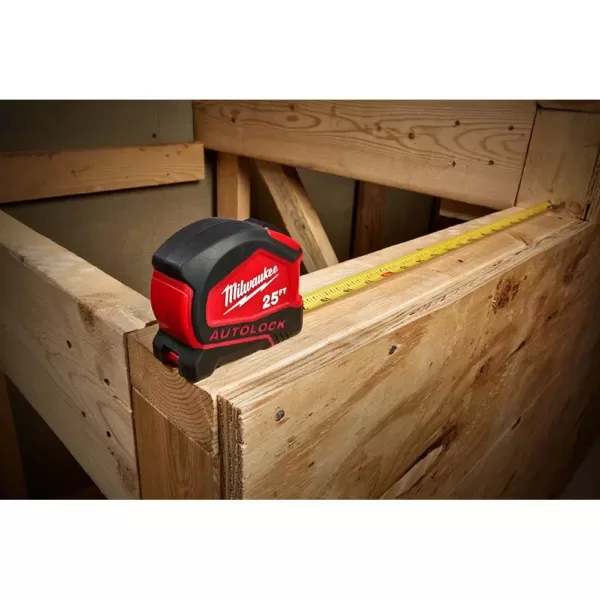 Milwaukee 25 ft. Compact Auto Lock Tape Measure (2-Pack)