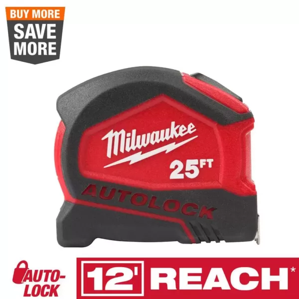 Milwaukee 25 ft. Compact Auto Lock Tape Measure