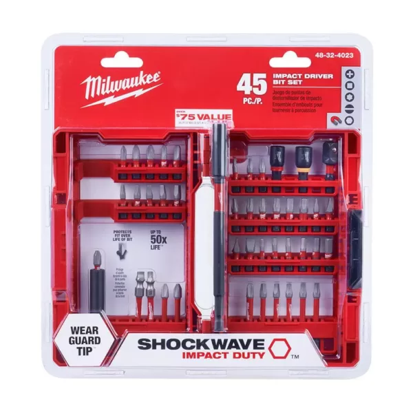 Milwaukee SHOCKWAVE Impact Duty Titanium Drill Bit Set (15-Piece) with SHOCKWAVE Impact Duty Steel Driver Bit Set (45-Piece)