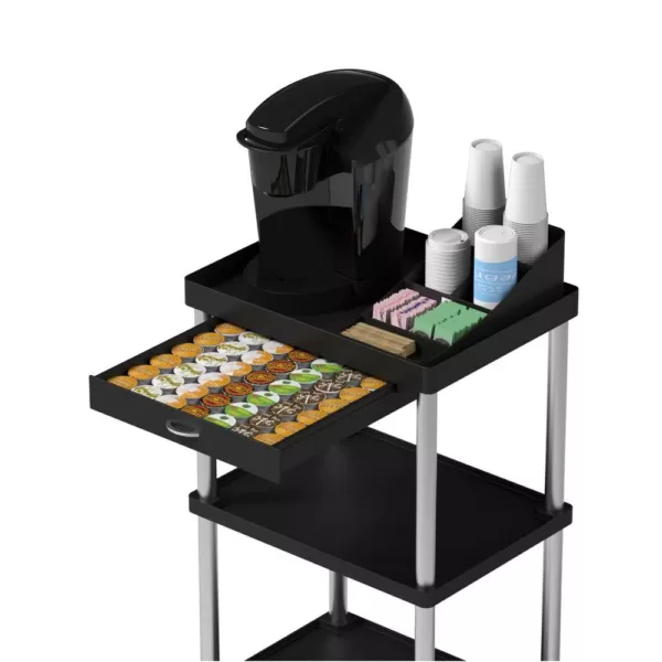 Mind Reader 3-Tier 7-Compartment Rolling Black Coffee Cart