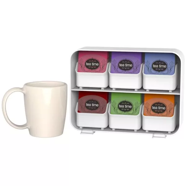 Mind Reader Clutch 6-Drawer 90-Bag White Tea Bag Holder