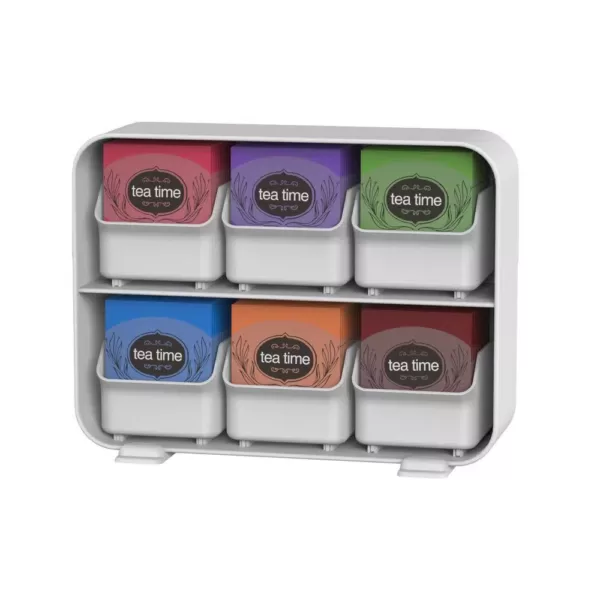 Mind Reader Clutch 6-Drawer 90-Bag White Tea Bag Holder