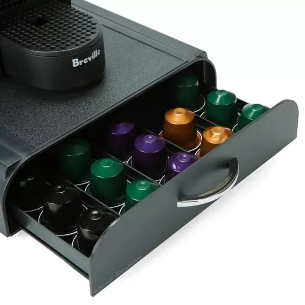 Mind Reader 50-Pod Capacity Black Coffee Condiment Organizer Set with Coffee Pod Storage Drawer (2-Piece)