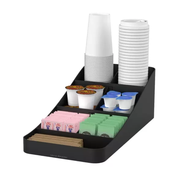 Mind Reader Trove 7 Compartment Coffee Condiment Organizer in Black