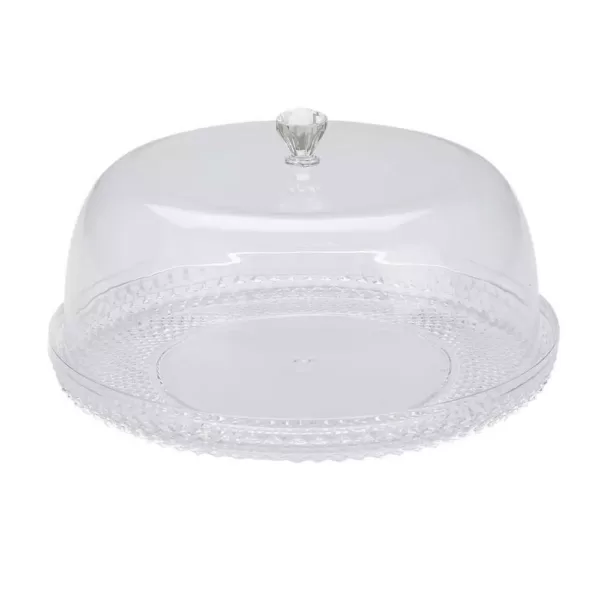 Mind Reader 10 in. x 7.25 in. Clear Diamond Acrylic Cake Holder with Cover, Cake Display, Dessert Display Tray, Cake Storage