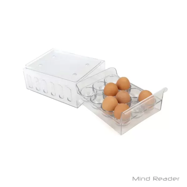 Mind Reader 1-Dozen Stackable Egg Container Storage Drawer, Clear