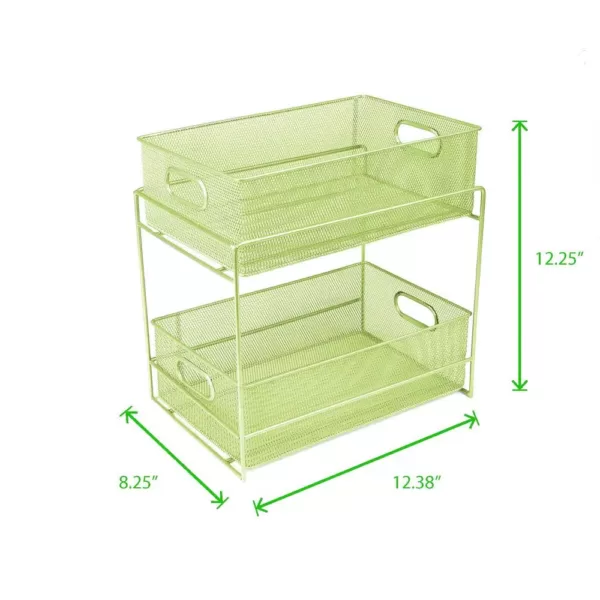 Mind Reader 12.25 in. H x 8.25 in. W x 12.38 in. L Modern Green Metal Flatware Organizer, Utensil Caddy