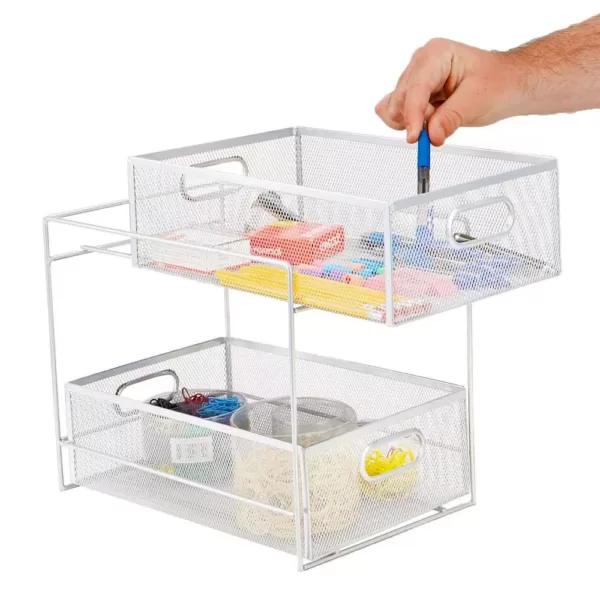 Mind Reader 12.25 in. H x 8.25 in. W x 12.38 in. L Modern White Metal Flatware Organizer, Utensil Caddy