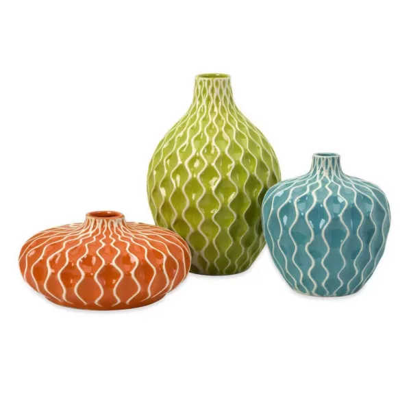 Benjara Pricelessly Colorful Decorative Agatha Ceramic Vases (Set of 3)