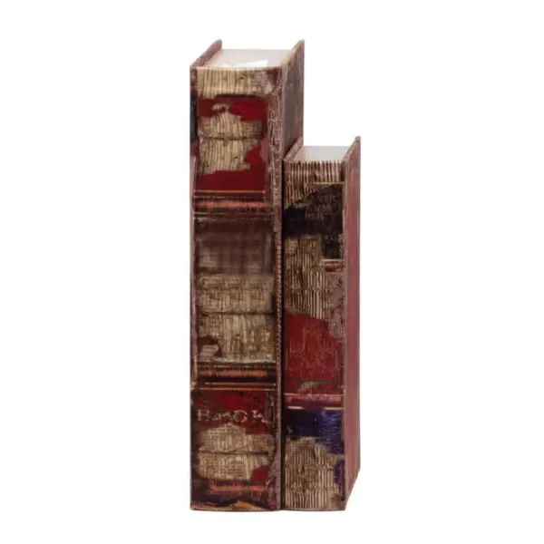 Benjara Antique Distressed Multi-color Wooden Book Boxes