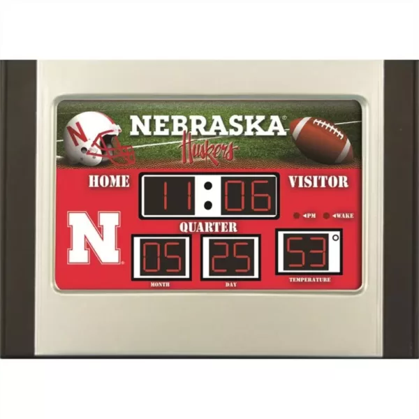 Team Sports America University of Nebraska NCAA Multi-Color Scoreboard Alarm Clock