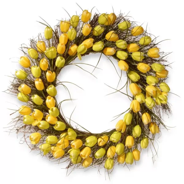 National Tree Company 32 in. Yellow Tulip Wreath