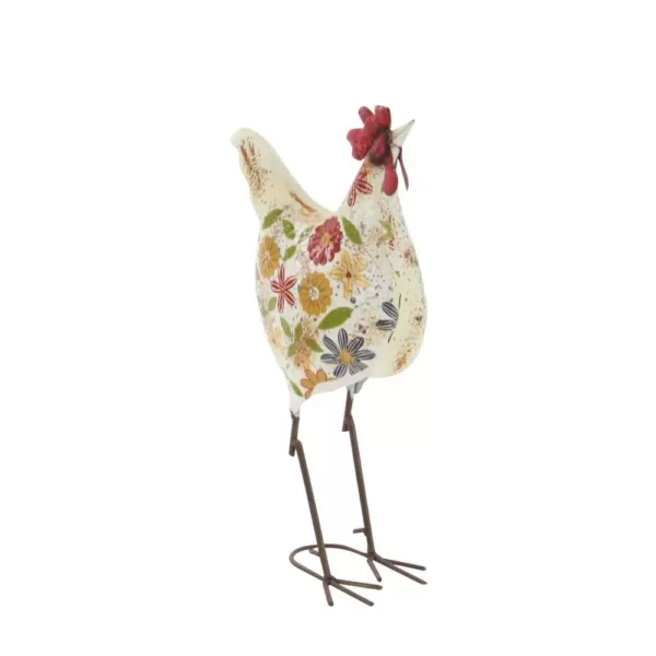 LITTON LANE 10 in. x 17 in. Rustic Iron Chicken Decor in Distressed Iron