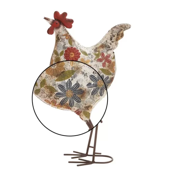 LITTON LANE 10 in. x 17 in. Rustic Iron Chicken Decor in Distressed Iron