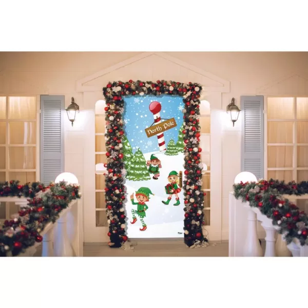 My Door Decor 36 in. x 80 in. North Pole Elves-Christmas Front Door Decor Mural