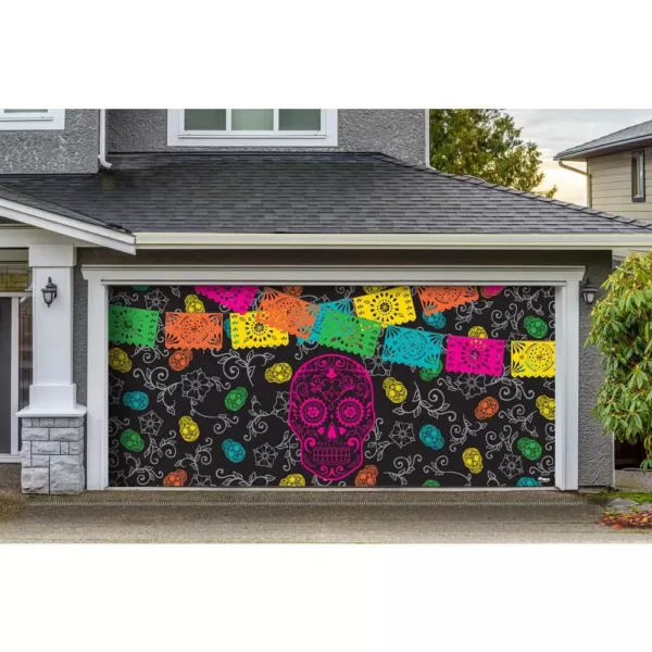 My Door Decor 7 ft. x 16 ft. Day Of The Dead Halloween Garage Door Decor Mural for Double Car Garage Car Garage