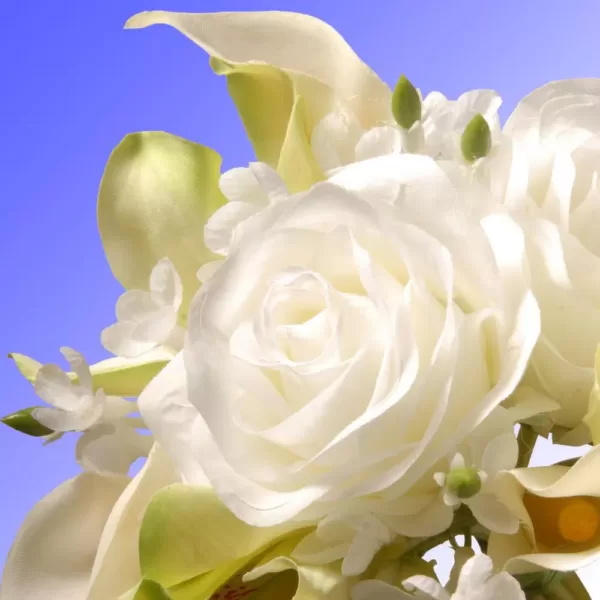 National Tree Company 10.25 in. White Rose and Calla Lily Bouquet