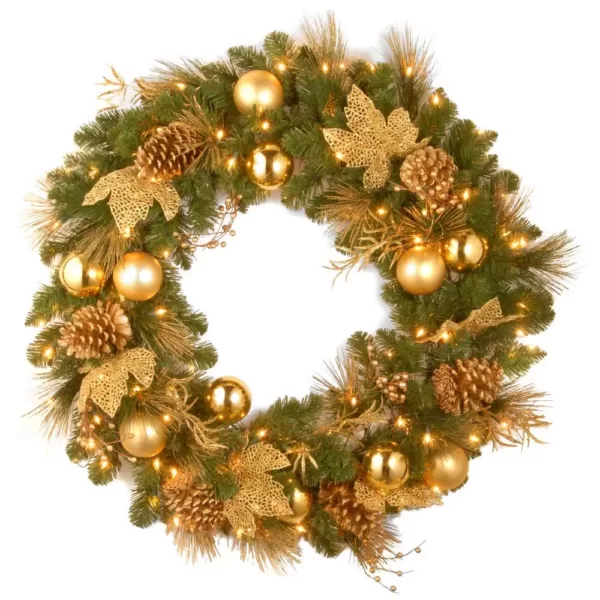 National Tree Company Decorative Collection Elegance 36 in. Artificial Wreath with Clear Lights