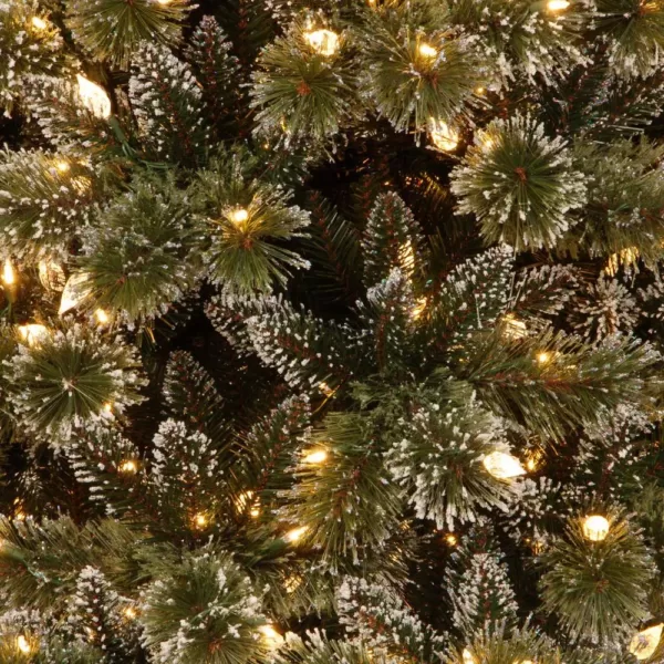 National Tree Company 7.5 ft. Glittery Bristle Pine Slim Artificial Christmas Tree with Warm White LED Lights