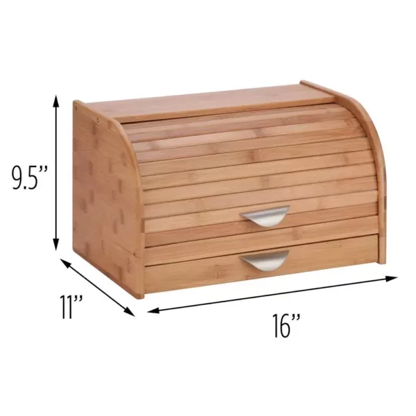 Honey-Can-Do Bamboo Bread Box with Pull-Out Drawer and Cutting Board