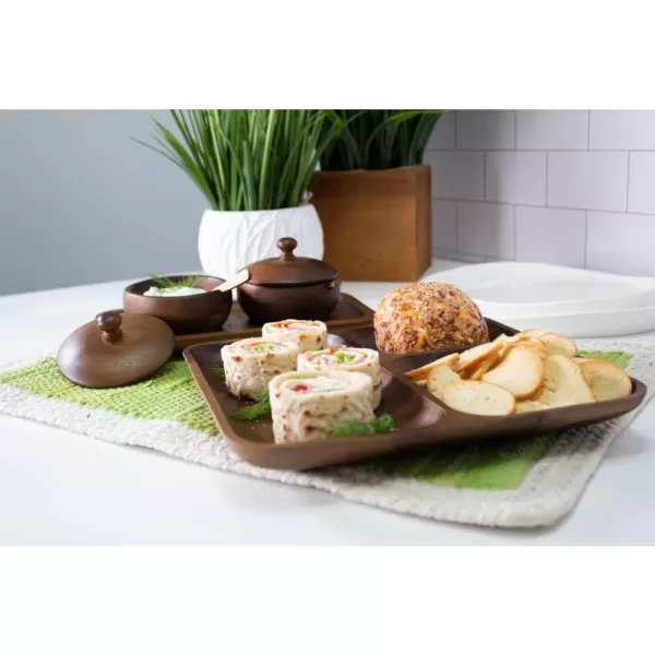 BergHOFF 14 in. x 2 in. x 14 in. Acacia Natural Wood Tray Set  (2-Piece)