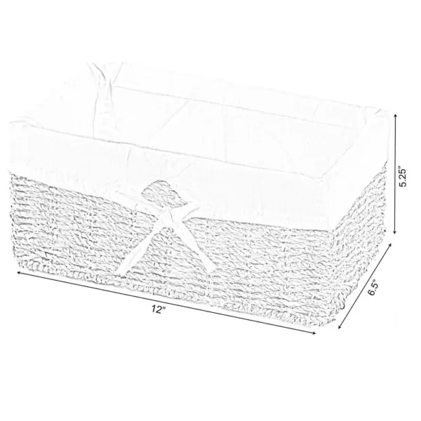 Vintiquewise 12 in. W x 6.5 in. D x 5.3 in. H Seagrass Shelf Basket Lined with White Lining