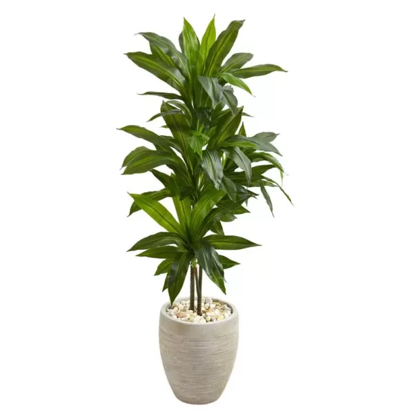 Nearly Natural Real Touch 4 ft. Indoor Dracaena Artificial Plant in Sand Planter