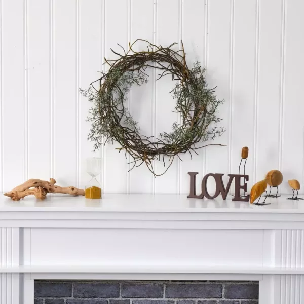 Nearly Natural 17 in. Frosted Twig Wreath