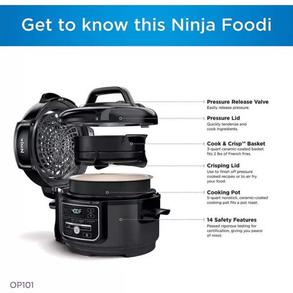 NINJA 5 qt. Black Plastic Multi-Pots with Crisping Lid