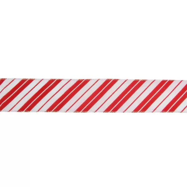 Northlight 2.5 in. x 16 yds. Iridescent Candy Cane Diagonal Stripe Wired Craft Ribbon