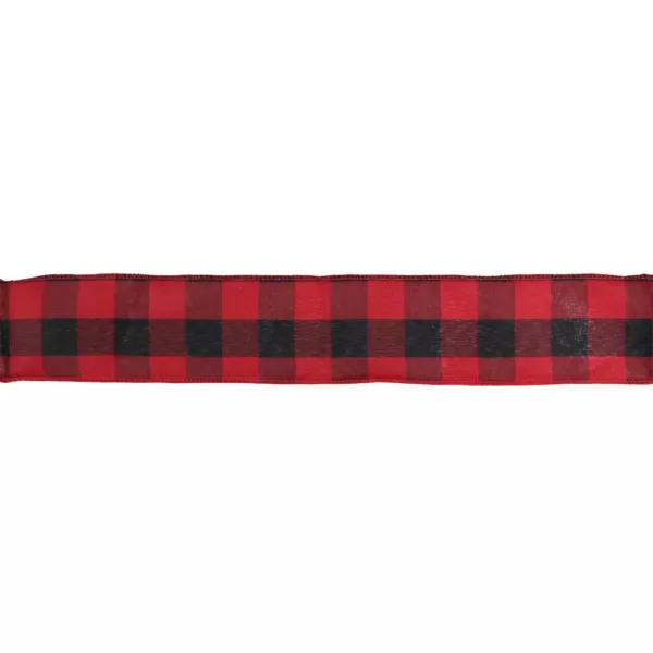 Northlight 2.5 in. x 16 yds. Red and Black Buffalo Plaid Wired Craft Ribbon