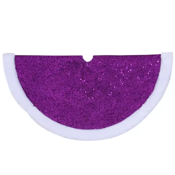 Northlight 20 in. Purple Glittered Mini Christmas Tree Skirt with Faux Fur Trim