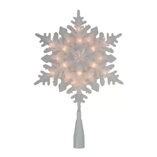 Northlight 10 in. Lighted White Snowflake Christmas Tree Topper with Clear Lights