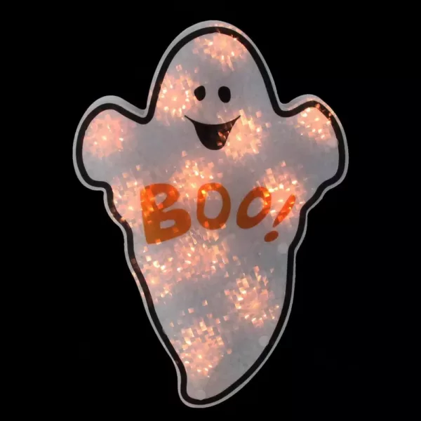 Northlight 12 in. White Holographic Lighted Ghost Halloween Window Silhouette