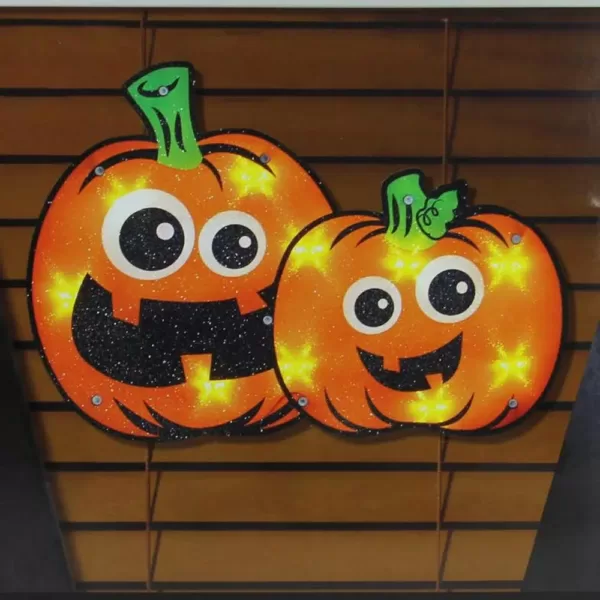 Northlight 11.5 in. Lighted Jack-O-Lantern Pumpkin Couple Window Silhouette