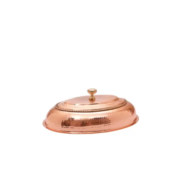 Old Dutch 6 qt. 16.5 in. x 12.75 in. x 19 in. Oval Decor Copper over Stainless Steel Chafing Dish