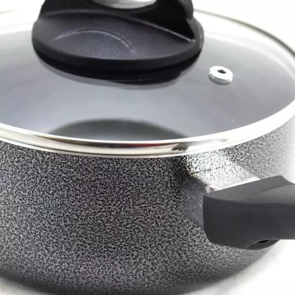 Oster Clairborne 1.5 qt. Aluminum Nonstick Sauce Pan in Charcoal Grey with Glass Lid