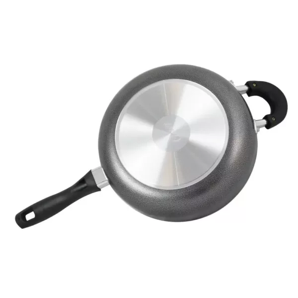 Oster Clairborne 3 qt. Aluminum Nonstick Saute Pan in Charcoal Grey with Glass Lid