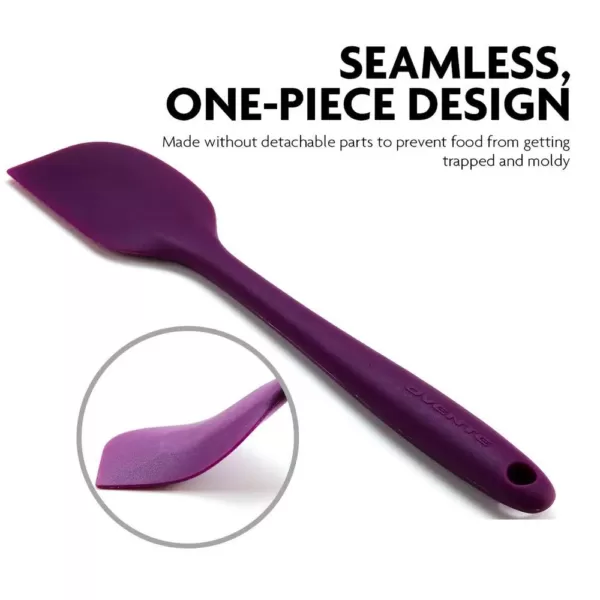 Ovente Premium Silicone BPA-Free, Spatula with Stainless Steel Core 500F Heat-Resistant, Non-Stick, Dishwasher Safe, Purple