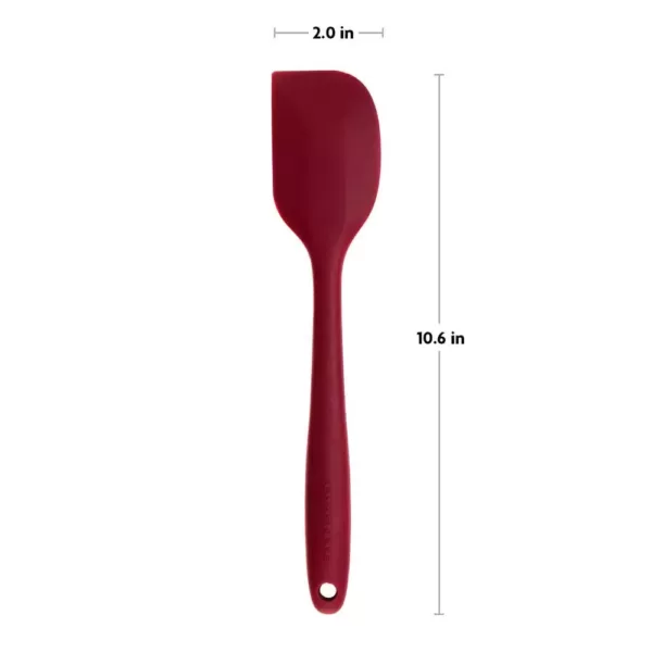 Ovente Premium Silicone BPA-Free, Spatula with Stainless Steel Core 500F Heat-Resistant, Non-Stick, Dishwasher Safe, Red