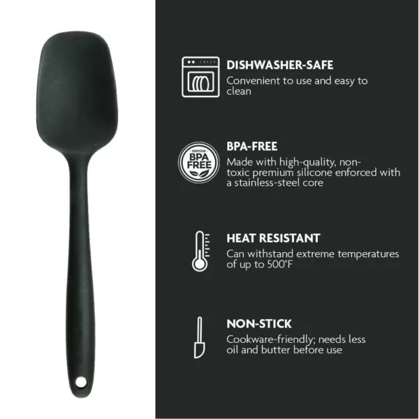 Ovente Premium Silicone BPA-Free, Spatula, Stainless Steel Core 500F Heat-Resistant, Non-Stick, Dishwasher Safe, (SP2001B)