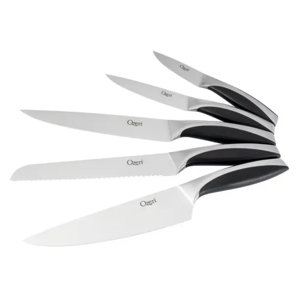 Ozeri 6-Piece Japanese Stainless Steel Knife Block Set with Rotating Knife Block and Tablet Holder