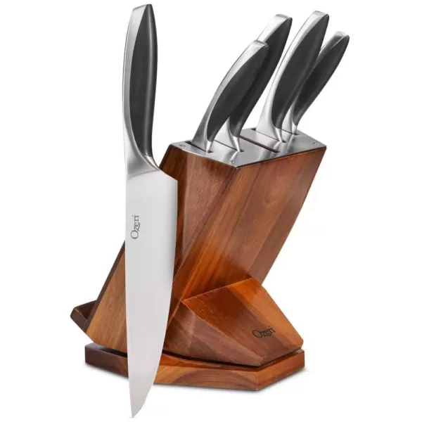 Ozeri 6-Piece Japanese Stainless Steel Knife Block Set with Rotating Knife Block and Tablet Holder