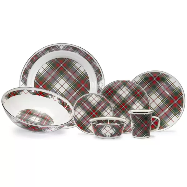 Golden Rabbit Highland Plaid 20 in. Enamelware Serving Tray