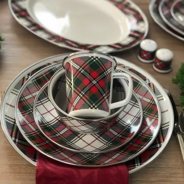 Golden Rabbit Highland Plaid 20 in. Enamelware Serving Tray